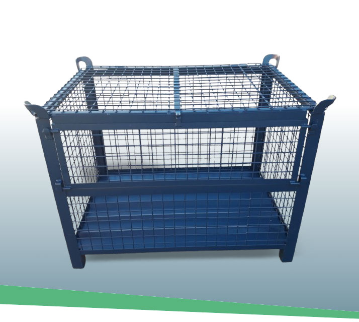 Contenedores de malla con tapas y visagras